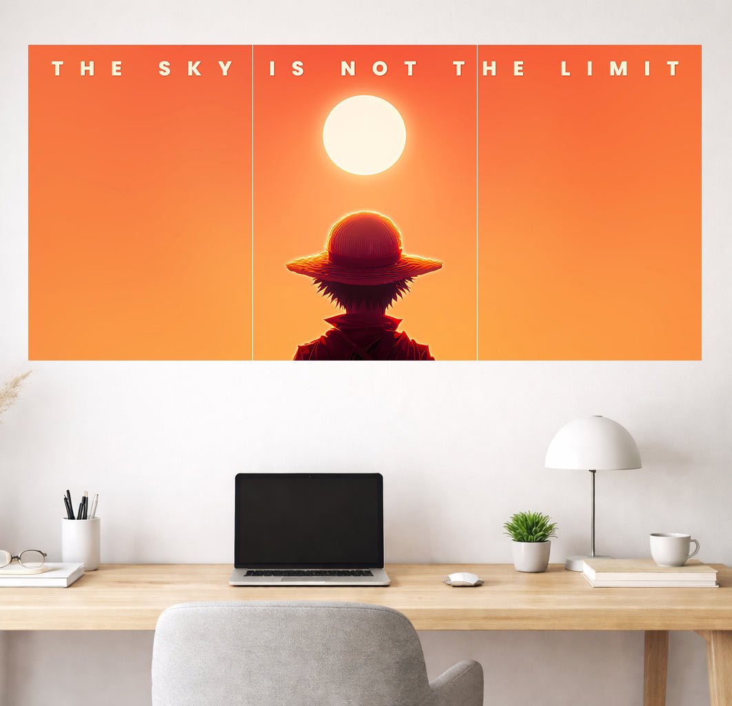 Luffy One Piece Poster | Anime Motivational Wall Art Sky Is Not The Limit Lazywalls